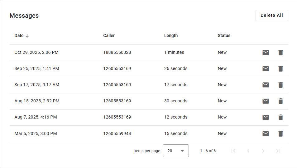 user voicemail messages